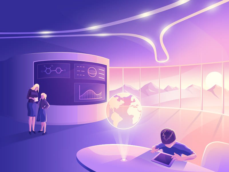 Futuristic School نمونه طرح دارای گرادینت هلوگرافیک