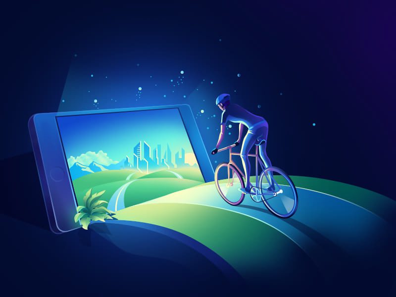 Mobile concept نمونه طرح دارای گرادینت هلوگرافیک