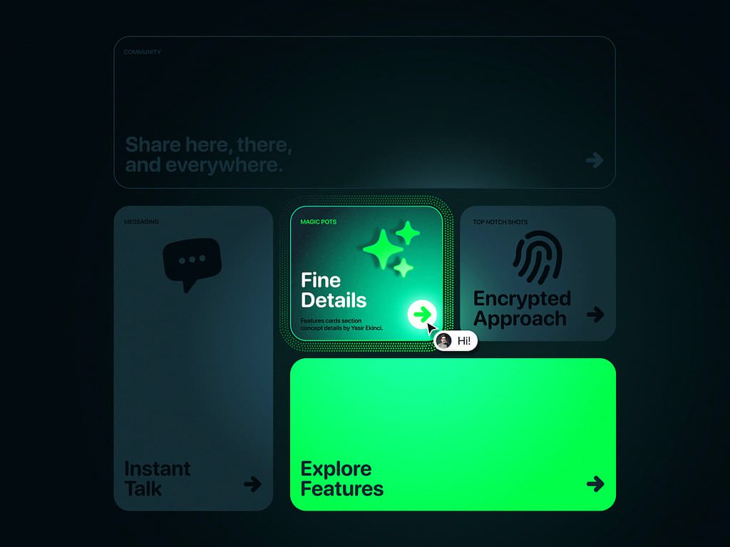 Features Cards نمونه طرح دارای گرادینت هلوگرافیک