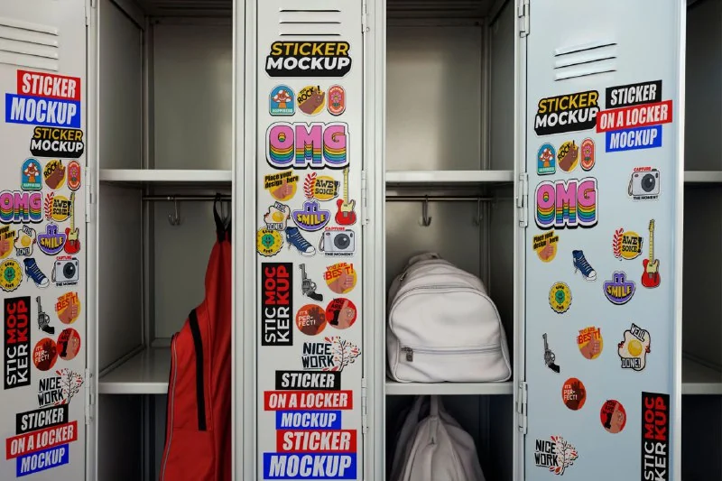 Stickers on a Locker Mockup — تصویر ۶