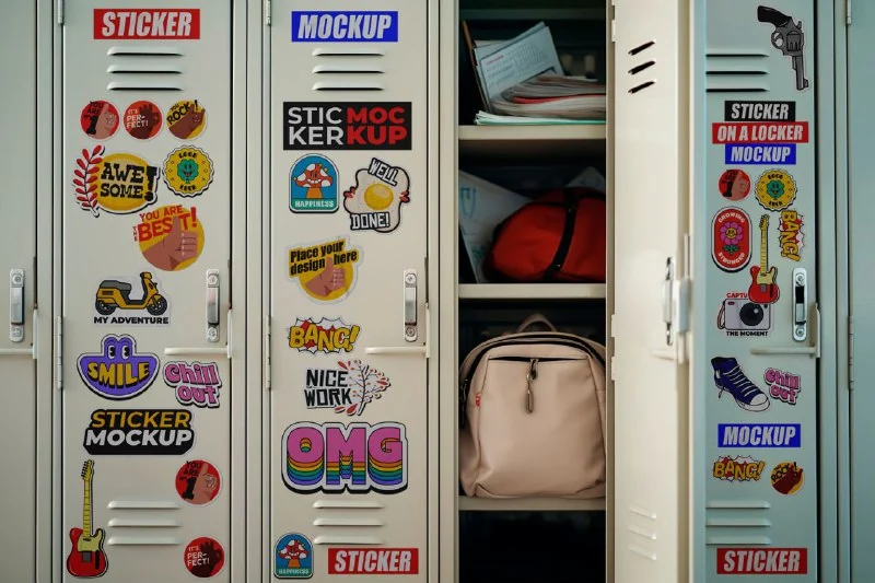 Stickers on a Locker Mockup — تصویر ۷