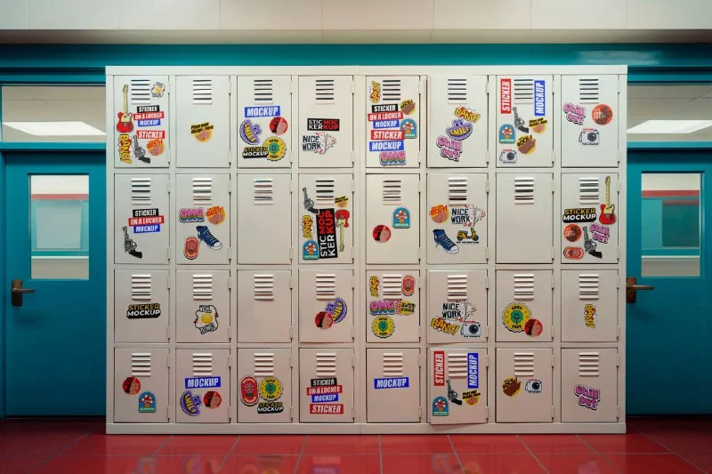Stickers on a Locker Mockup — تصویر ۱۰