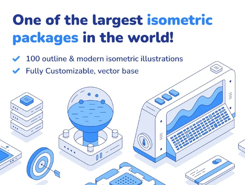 Outline Isometric Illustration Set by UI8 — تصویر ۱