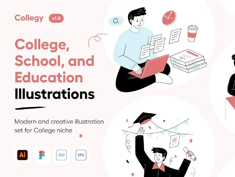 🚀Collegy – College & Education Illustration Set — تصویر ۱