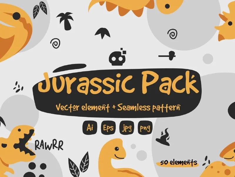🚀Jurassic Pack Graphic & Pattern Element — تصویر ۱