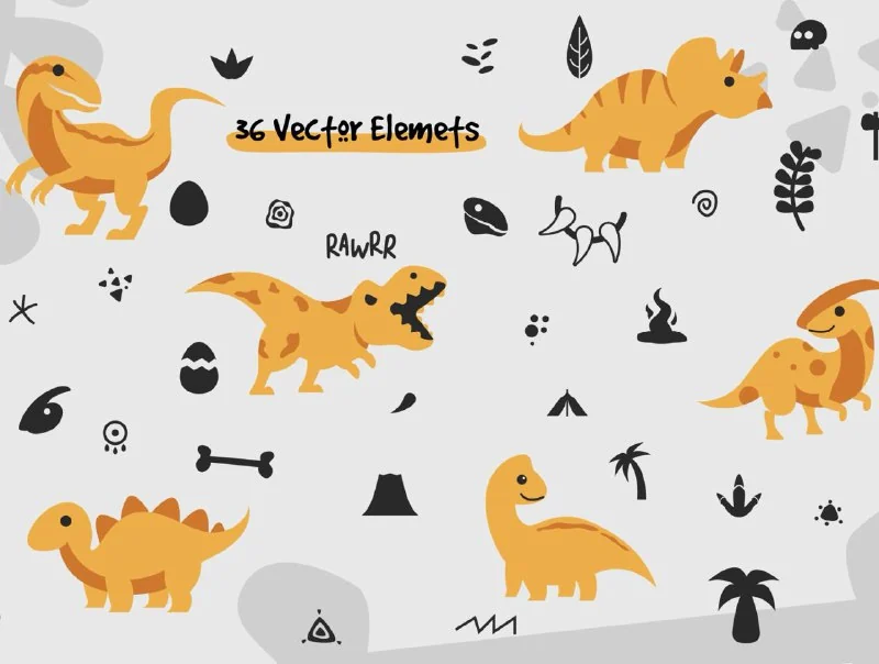 🚀Jurassic Pack Graphic & Pattern Element — تصویر ۲