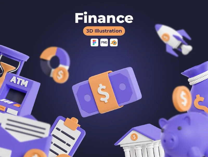 👑20 Finance 3D Icons — تصویر ۱
