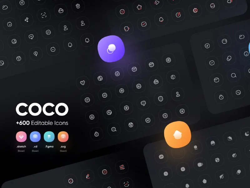 🎉COCO icon pack +600 Editable icons — تصویر ۱