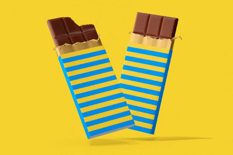 Chocolate Candy Bar Packaging (120g) Mockup – Perspective🎉 — تصویر ۱