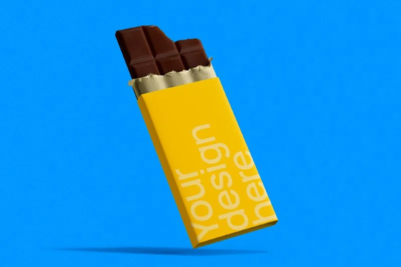 Chocolate Candy Bar Packaging (120g) Mockup – Perspective🎉 — تصویر ۲