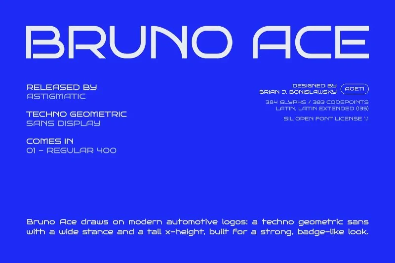 فونت Bruno Ace — Free Geometric Sans — تصویر ۱